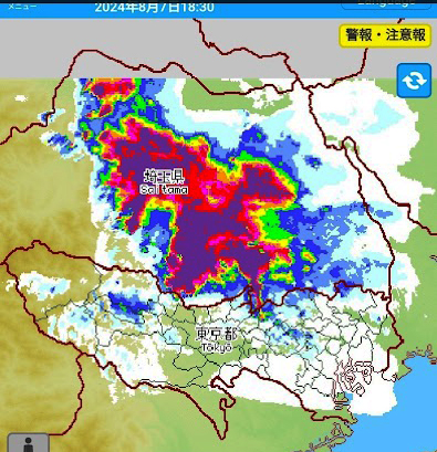 埼玉の雨雲レーダー